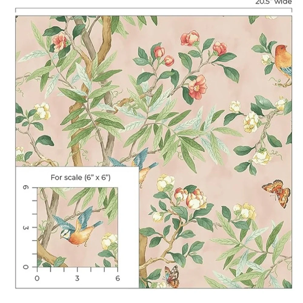 Renter Friendly Wallpaper/ birds& floral